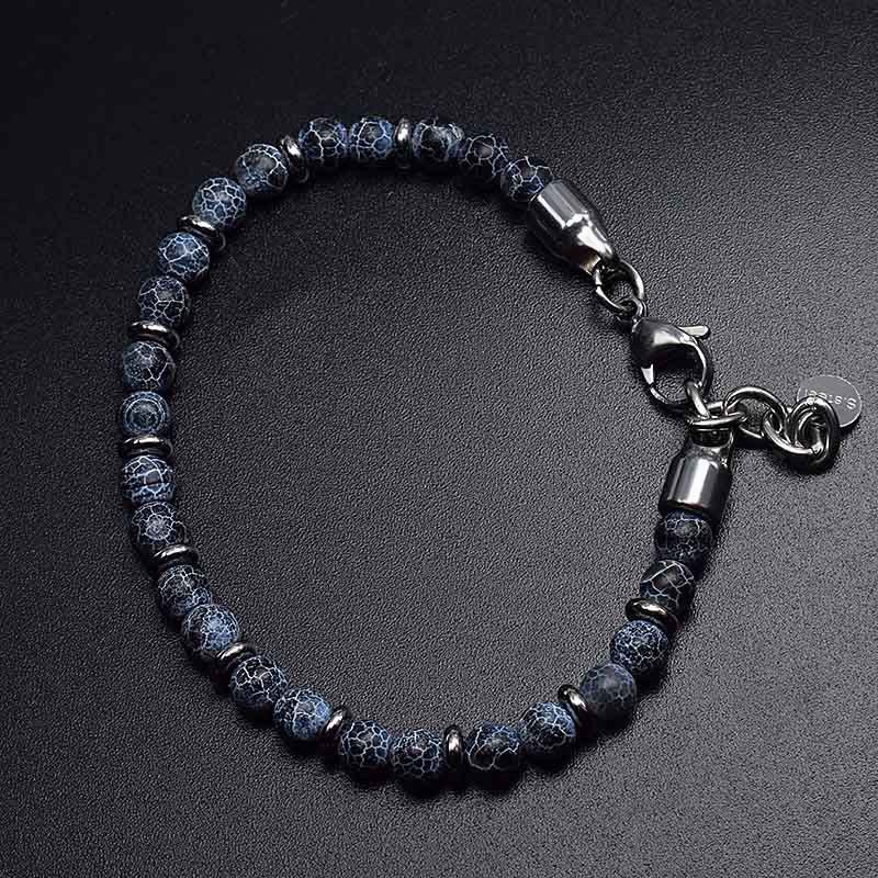 Bracelet en perles d'agate patinées Olivenorma