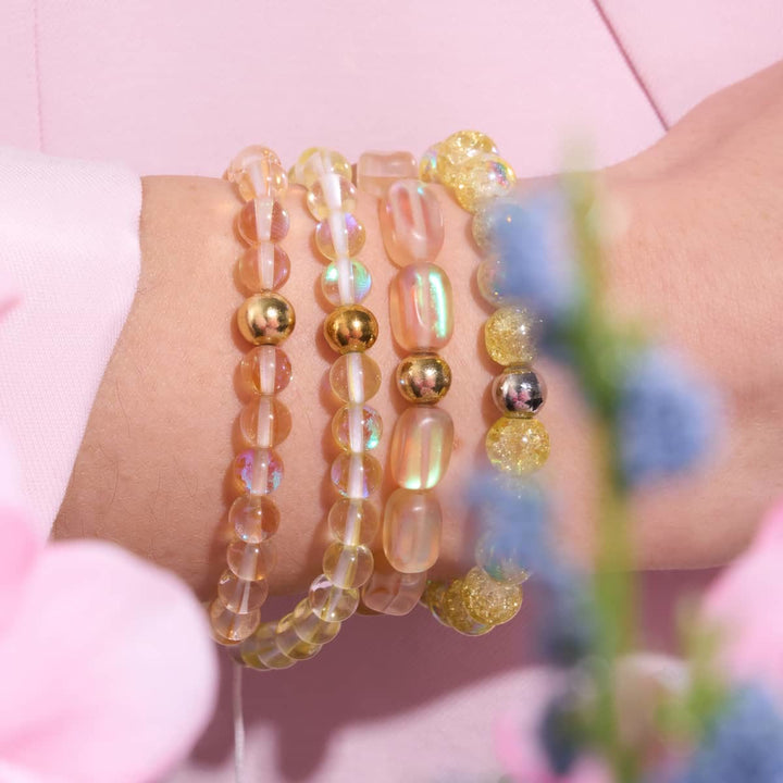 Bracelet en perles de verre cristal jaune pâle Olivenorma 