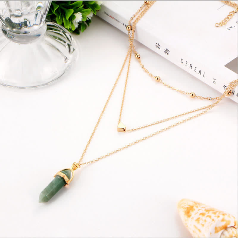 Collier en pierres précieuses hexagonales en cristal naturel