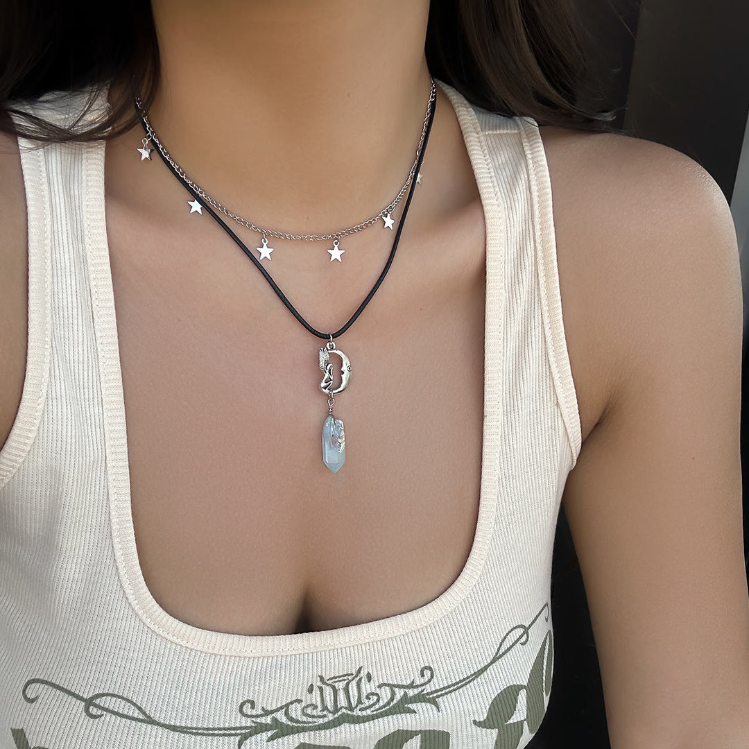 Ensemble de colliers avec pendentif en pierre naturelle Arbre de vie et mauvais œil Olivenorma 