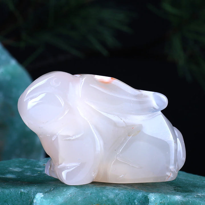 Décoration en pierre précieuse sculptée en forme de lapin avec 12 signes du zodiaque en cristal Olivenorma 