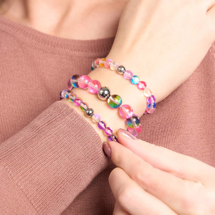 Bracelet en perles de verre cristal multicolore foncé Olivenorma 